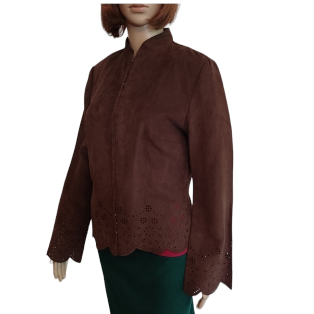 The Limited Lazer Cut Faux Suede Jacket